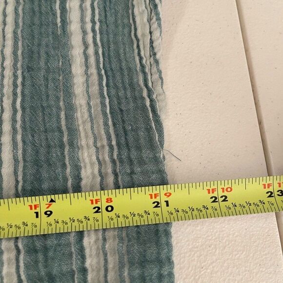 Wonderly Blouse Women's Large Gauze Striped V-Neck Short Sleeve Fringe Boho Top - Picture 9 of 9